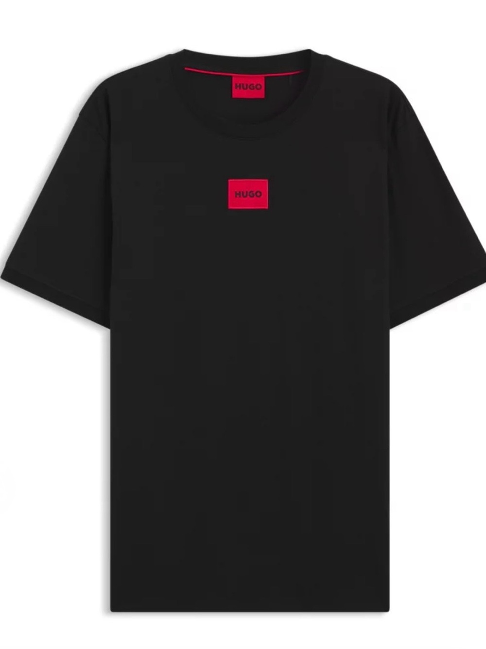 HUGO Black Short-Sleeve Logo Tee with Red Patch NWT